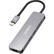 Omars 6 Port Type-C USB 3.1 PD 4K HDMI Video Transferi SD/TF Kart Uyumlu Hub Dönüştürücü Adaptör