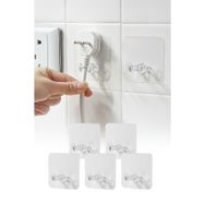 omilife 5 Adet Şeffaf Diş Fırçası Askısı ve Yapışkanlı Kablo Tutucu – Çok Amaçlı Duvar Askısı