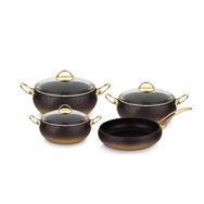 Oms 3023 Gold Topchef 7 Parça Granit Küre Tencere Seti