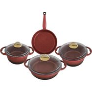 Oms 3043 Gold 7 Parça Granit Döküm Tencere Seti