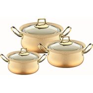 Oms 3047 MUT3263 Granit 6 Parça Bakraç Krem Tencere Set