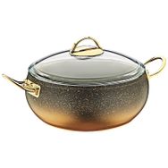 Oms 3141 Gold Paslanmaz Granit 18x9 cm Cam Kapaklı Derin Küre Tencere