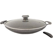 Oms 3228 34 cm Cam Kapaklı Granit Sac Tava