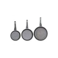 Oms 3255 Fry Pan Döküm Granit 3 Parça Siyah 20-24-28 cm Tava Seti