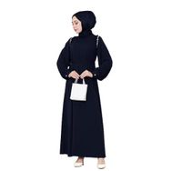 Omuzu Taş Detaylı Rose Elbise-Lacivert