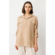 On Minimalist Oversize 3/4 Kol Cep Detaylı Kadın Bluz - Günlük Tarz