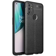 OnePlus Nord N100 Siyah Kılıf Silikon Deri Görünümlü Parmak İzi Bırakmaz Niss