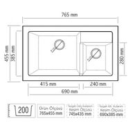 Onix 2B 765 Granit Super Whıte Eviye
