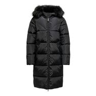 Only 15205637-BLK Monica Long Puffer Coat Siyah Kadın Kapüşonlu Mont