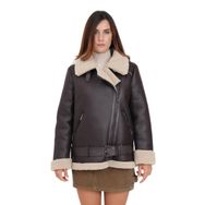 Only 15300262 Onlnewlis Faux Leather Aviator Siyah Kadın Mont