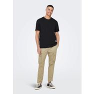 Only & Sons 22025208_ONSMAX LIFE REG SS STITCH O Yaka Düz Siyah Erkek T-shirt