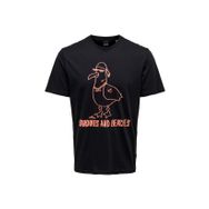 Only & Sons 22026058_ONSAUGUST REG SS TEE O Yaka Baskılı Siyah Erkek T-shirt