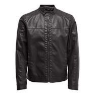 ONLY & SONS Erkek Onsmike Pu Racer Ceket Otw Ceket Siyah XXL