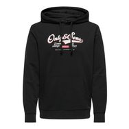 Only & Sons Onslenny Reg Vintage Print Hood Sweat Black Erkek Sweatshirt