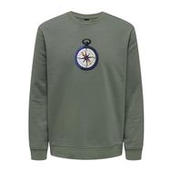 Only & Sons Onsoliver Reg Camp Swt Crew Neck Koyu Gri Erkek Sweatshirt