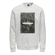 Only & Sons Onsoren Reg Photoprint Swt Crew Açık Gri Melanj Erkek Sweatshirt
