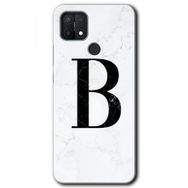 Oppo A15S Beyaz Mermer Desenli B Harfi Baskılı Uyumlu Silikon Kılıf