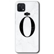 Oppo A15S Beyaz Mermer Desenli O Harfi Baskılı Uyumlu Silikon Kılıf