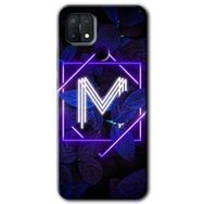 Oppo A15S Dark Neon Yaprak M Harfi Baskılı Uyumlu Silikon Kılıf