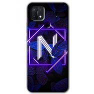 Oppo A15S Dark Neon Yaprak N Harfi Baskılı Uyumlu Silikon Kılıf