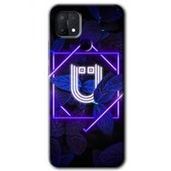 Oppo A15S Dark Neon Yaprak U Harfi Baskılı Uyumlu Silikon Kılıf