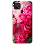 Oppo A15S Kırmızı Beyaz Gül Baskılı Uyumlu Silikon Kılıf