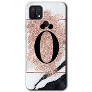 Oppo A15S Pembe Mermer Desenli O Harfi Baskılı Uyumlu Silikon Kılıf