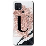 Oppo A15S Pembe Mermer Desenli Ü Harfi Baskılı Uyumlu Silikon Kılıf