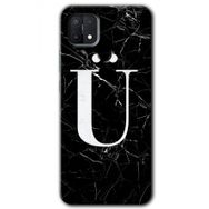 Oppo A15S Siyah Mermer Desenli U Harfi Baskılı Uyumlu Silikon Kılıf
