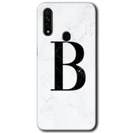 Oppo A31 Beyaz Mermer Desenli B Harfi Baskılı Uyumlu Silikon Kılıf