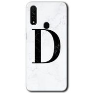 Oppo A31 Beyaz Mermer Desenli D Harfi Baskılı Uyumlu Silikon Kılıf