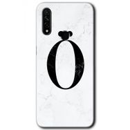 Oppo A31 Beyaz Mermer Desenli O Harfi Baskılı Uyumlu Silikon Kılıf