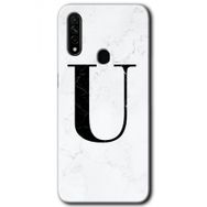 Oppo A31 Beyaz Mermer Desenli Ü Harfi Baskılı Uyumlu Silikon Kılıf