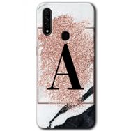 Oppo A31 Pembe Mermer Desenli A Harfi Baskılı Uyumlu Silikon Kılıf