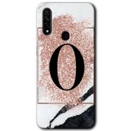 Oppo A31 Pembe Mermer Desenli Ö Harfi Baskılı Uyumlu Silikon Kılıf