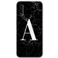Oppo A31 Siyah Mermer Desenli A Harfi Baskılı Uyumlu Silikon Kılıf