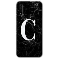Oppo A31 Siyah Mermer Desenli C Harfi Baskılı Uyumlu Silikon Kılıf