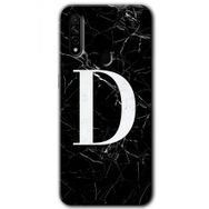 Oppo A31 Siyah Mermer Desenli D Harfi Baskılı Uyumlu Silikon Kılıf