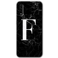 Oppo A31 Siyah Mermer Desenli F Harfi Baskılı Uyumlu Silikon Kılıf