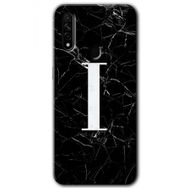 Oppo A31 Siyah Mermer Desenli İ Harfi Baskılı Uyumlu Silikon Kılıf