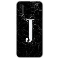 Oppo A31 Siyah Mermer Desenli J Harfi Baskılı Uyumlu Silikon Kılıf