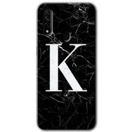 Oppo A31 Siyah Mermer Desenli K Harfi Baskılı Uyumlu Silikon Kılıf