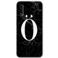 Oppo A31 Siyah Mermer Desenli O Harfi Baskılı Uyumlu Silikon Kılıf