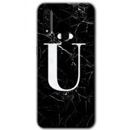 Oppo A31 Siyah Mermer Desenli U Harfi Baskılı Uyumlu Silikon Kılıf