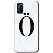 Oppo A52 Beyaz Mermer Desenli Ö Harfi Baskılı Uyumlu Silikon Kılıf