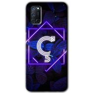 Oppo A52 Dark Neon Yaprak C Harfi Baskılı Uyumlu Silikon Kılıf