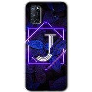 Oppo A52 Dark Neon Yaprak J Harfi Baskılı Uyumlu Silikon Kılıf