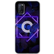 Oppo A52 Dark Neon Yaprak O Harfi Baskılı Uyumlu Silikon Kılıf