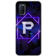 Oppo A52 Dark Neon Yaprak P Harfi Baskılı Uyumlu Silikon Kılıf