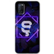 Oppo A52 Dark Neon Yaprak S Harfi Baskılı Uyumlu Silikon Kılıf